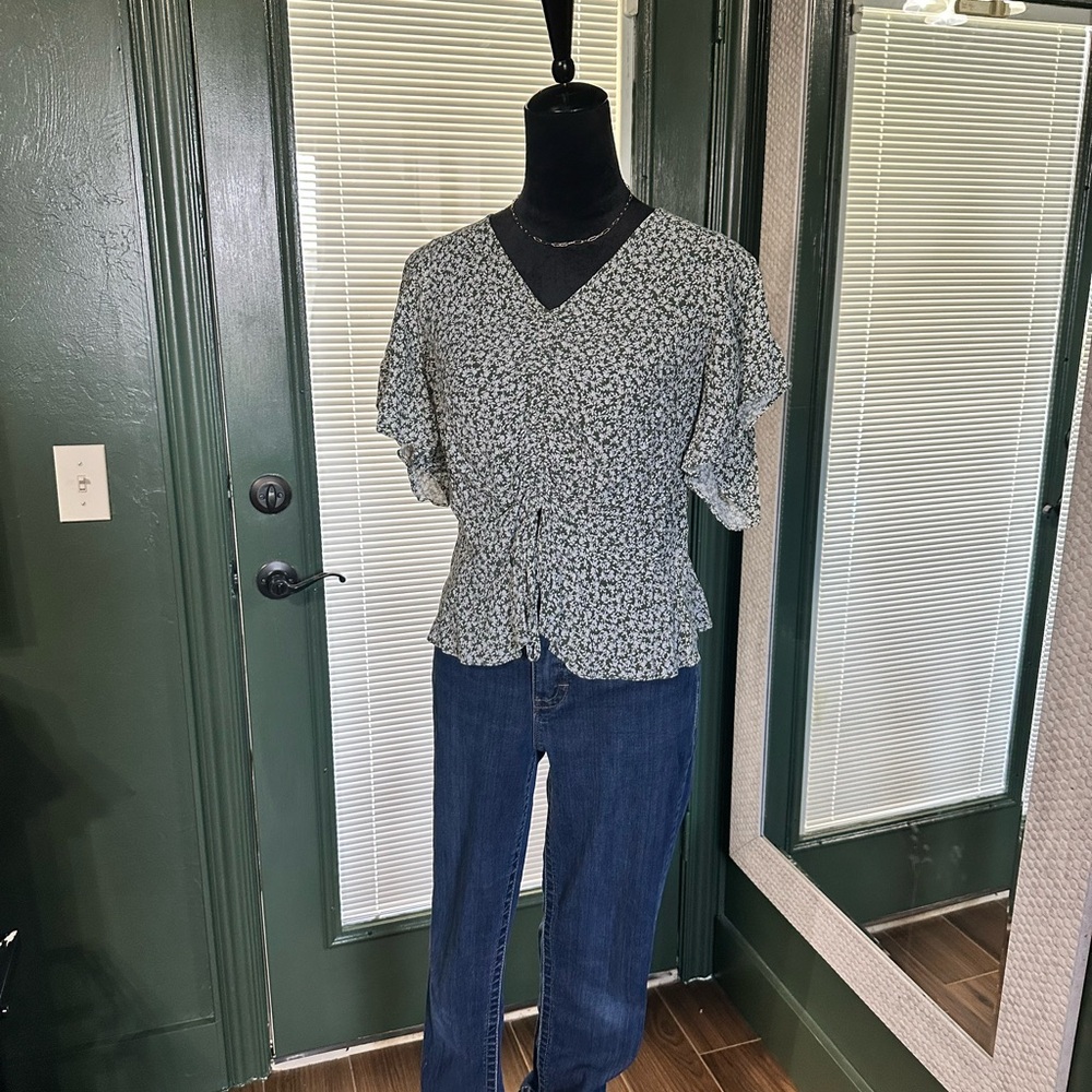 Green Floral Blouse